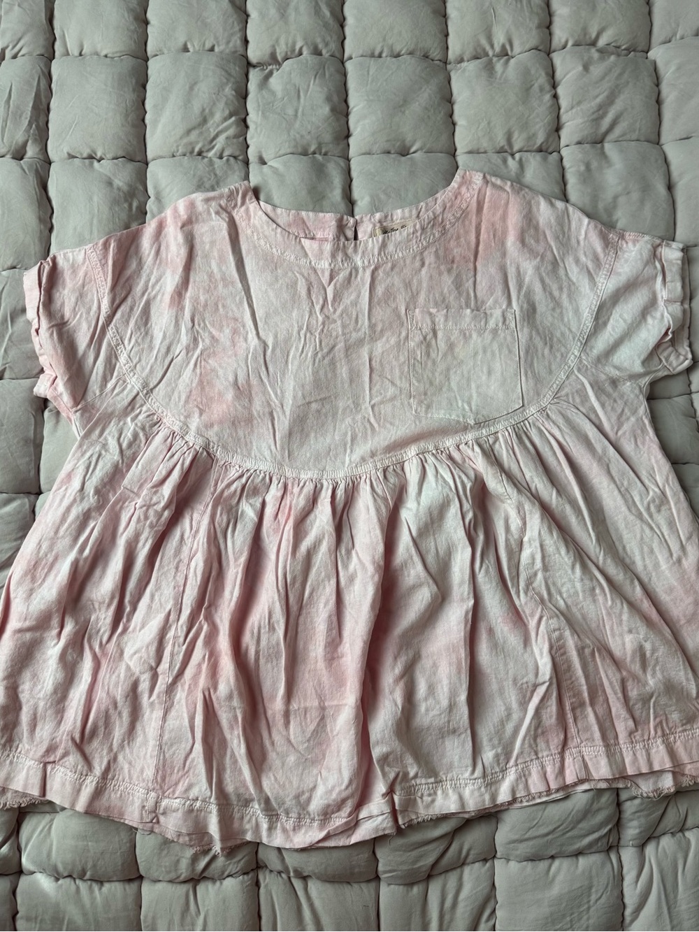 We The Free Free People multi color Pink Short Sleeve Blouse size S oversized